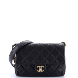 CC Triple Chain Flap Bag Quilted Caviar Small