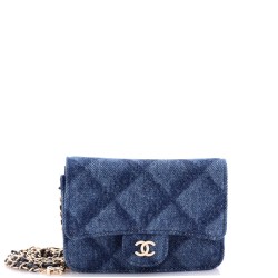 Classic Flap Belt Bag 3D Quilt Printed Denim Mini