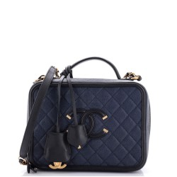 Filigree Vanity Case Quilted Caviar Large