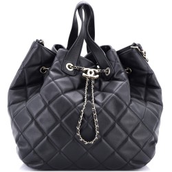 CC Dweller Drawstring Bucket Tote Quilted Lambskin Medium