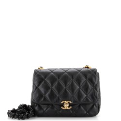 Lacquered Metal CC Flap Bag Quilted Lambskin Small