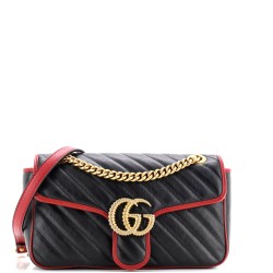 GG Marmont Flap Bag Diagonal Quilted Leather Small