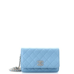 Crystal Woven CC Wallet on Chain Quilted Caviar