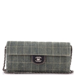 Chocolate Bar Flap Bag Quilted Denim East West
