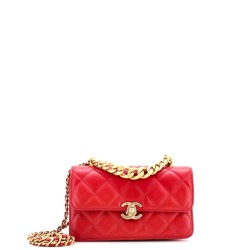 CC Compartment Chain Top Handle Bag Quilted Lambskin Mini