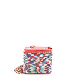 Classic Vanity Case with Chain Multicolor Embroidered Thread Mini