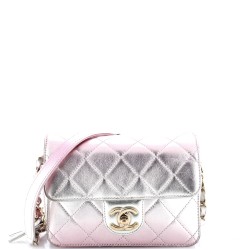 Like a Wallet Flap Bag Quilted Gradient Metallic Lambskin Mini