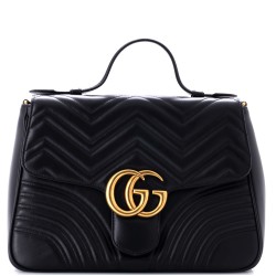 GG Marmont Top Handle Flap Bag Matelasse Leather Medium