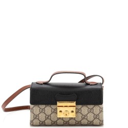 Padlock Top Handle Bag GG Coated Canvas and Leather Mini