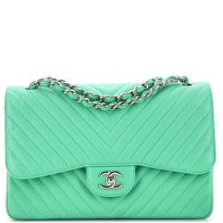 Classic Double Flap Bag Chevron Caviar Jumbo