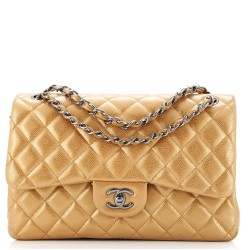 Classic Double Flap Bag Quilted Metallic Caviar Jumbo