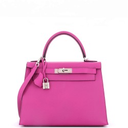 Kelly Handbag Magnolia Epsom with Palladium Hardware 28