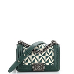 Boy Flap Bag Woven Calfskin Small