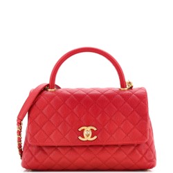 Coco Top Handle Bag Quilted Caviar Small