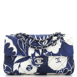 Floral CC Flap Bag Quilted Printed Silk Medium