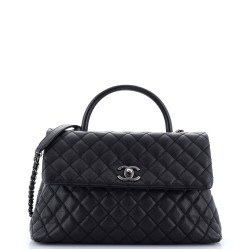 Coco Top Handle Bag Quilted Caviar Medium