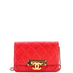 Golden Class Wallet on Chain Quilted Lambskin