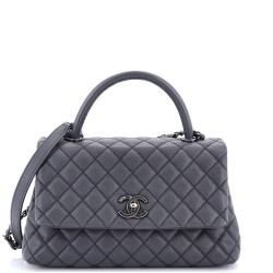 Coco Top Handle Bag Quilted Caviar Small