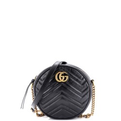 GG Marmont Round Shoulder Bag Matelasse Leather Mini