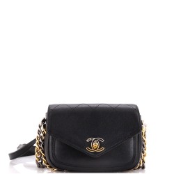 Two Tone Envelope Flap Bag Quilted Calfskin Small