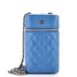 Classic Vanity Phone Holder with Chain Quilted Caviar