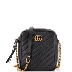 GG Marmont Double Zip Camera Bag Diagonal Quilted Leather Mini