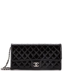 Brilliant Wallet on Chain Clutch Quilted Patent East West