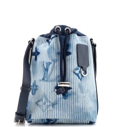 Sac Marin Bag Limited Edition Monogram Watercolor Stripes Denim BB