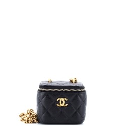 Sweet Heart Vanity Case with Chain Quilted Caviar Mini