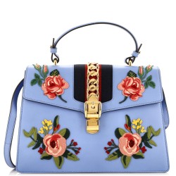 Sylvie Top Handle Bag Embroidered Leather Medium