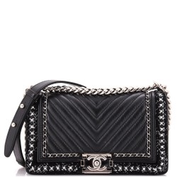 Jacket Boy Flap Bag Chevron Calfskin with Tweed Old Medium