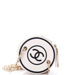 CC Round Vanity Case with Chain Quilted Lambskin Mini