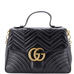 GG Marmont Top Handle Flap Bag Matelasse Leather Medium