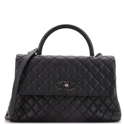 Coco Top Handle Bag Quilted Caviar Medium