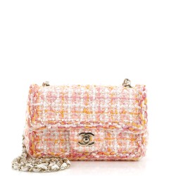 Classic Single Flap Bag Braided Quilted Tweed with Sequins Mini