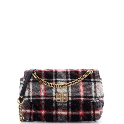 BB Chain Round Shoulder Bag Quilted Wool Medium
