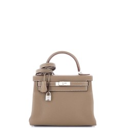 Kelly Handbag Grey Clemence with Palladium Hardware 28