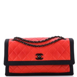 Two Tone Flap Bag Quilted Lambskin with Grosgrain Medium