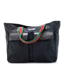 Double Pocket Web Handle Tote GG Canvas Medium