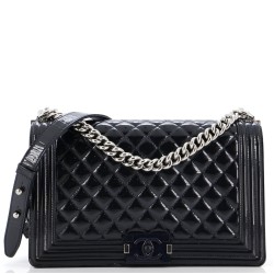 Boy Flap Bag Quilted Plexiglass Patent New Medium