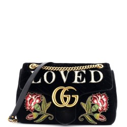 GG Marmont Flap Bag Embroidered Matelasse Velvet Medium
