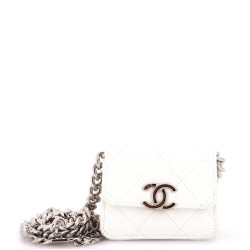 Coco Enamel Strap Flap Clutch with Chain Quilted Caviar Mini