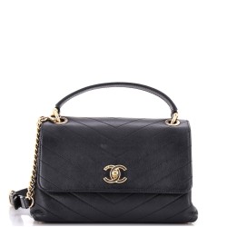 Chevron Chic Top Handle Bag Chevron Calfskin Small