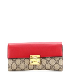 Padlock Continental Chain Wallet GG Coated Canvas and Leather Long