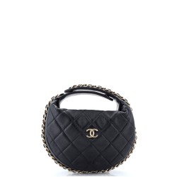 Chain Around Hobo Pouch Quilted Lambskin Mini