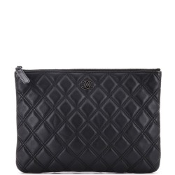 Double Stitch O Case Clutch Lambskin Medium