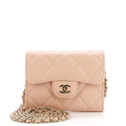 Classic Flap Card Holder on Chain Quilted Lambskin Mini