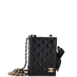 CC Book Card Holder with Chain Quilted Lambskin