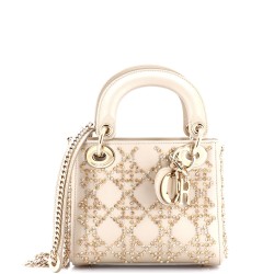 Lady Dior Chain Bag Crystal Embellished Cannage Quilt Leather Mini