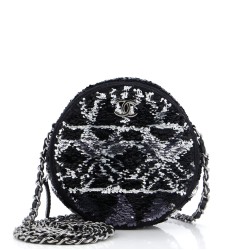 Round Clutch with Chain Sequins Mini